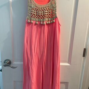 Lilly Pulitzer Embellished Pleated Pink and Cream Sundress